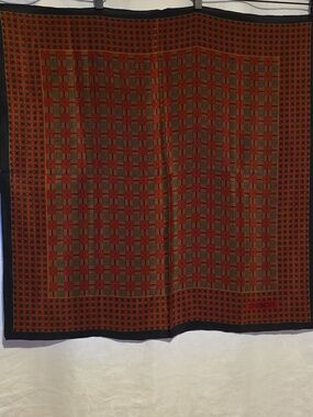 Givenchy Black, Red and Brown Checked Silk Scarf